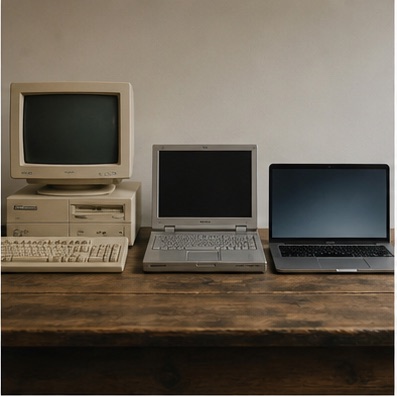 Ordinateurs illustrant vingt ans d’évolution informatique